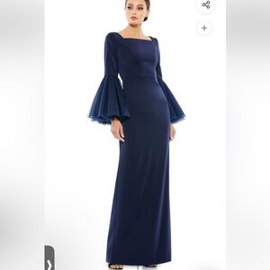 Mac Duggal Blue Long Sleeve Dress